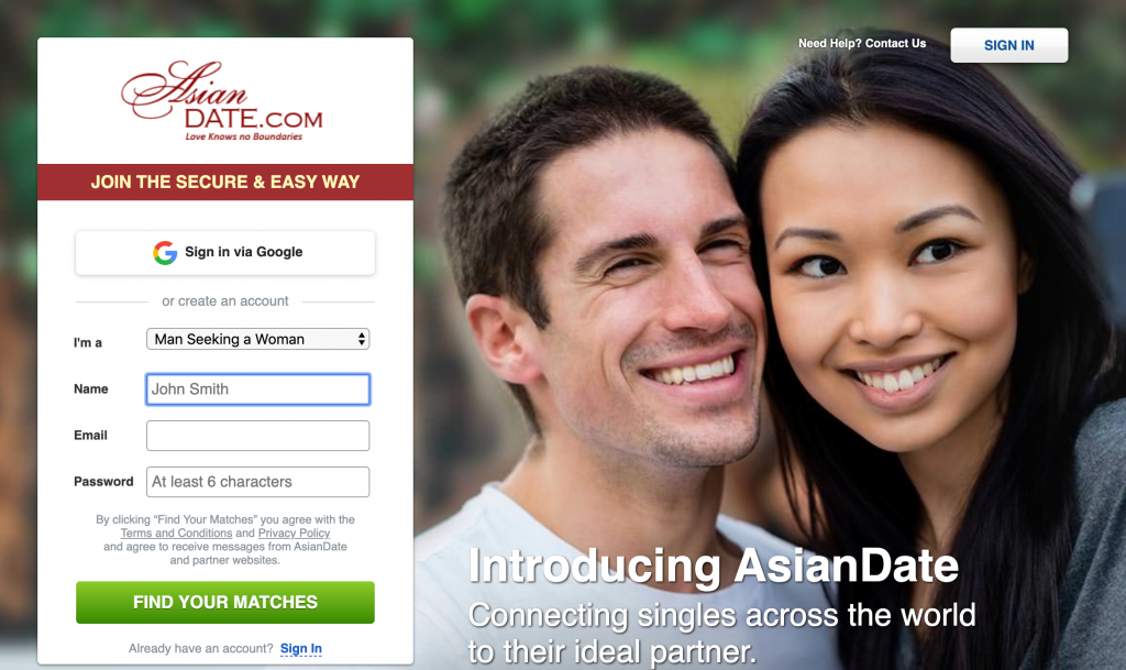 AsianDate Registration